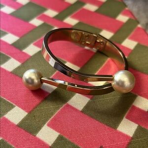 Vintage DeNicoa signed modernist goldtone bypass bracelet.